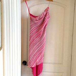 Express dress. Silk asymmetrical with stripes